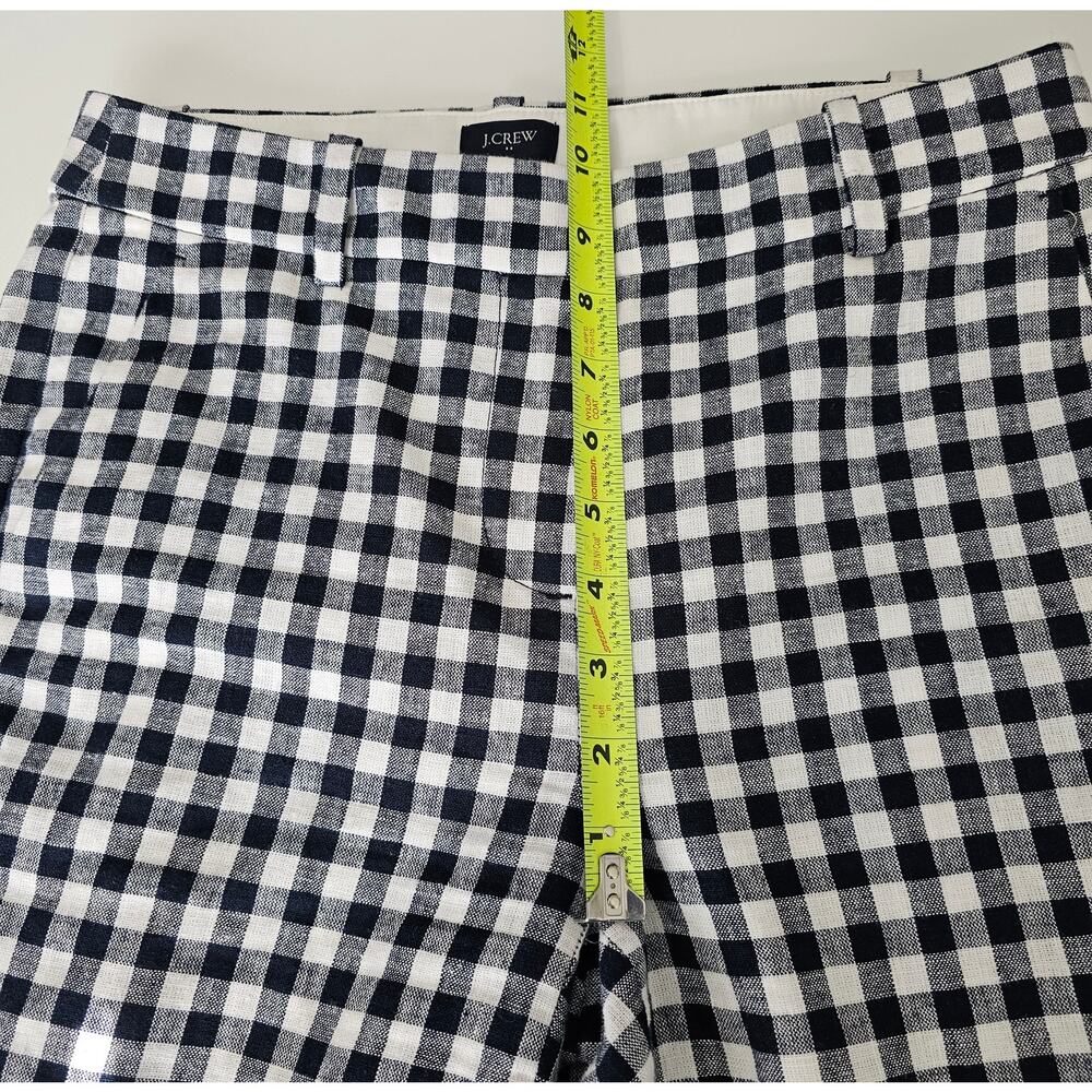 EUC J. CREW Navy-White Checkered Gingham Linen-Cotton Lined Holland Pants 0 - Picture 5 of 9